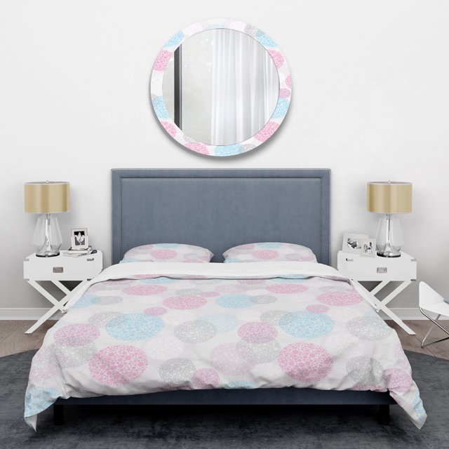 Designart « Circulaire Abstrait Rétro Géométrique III » Ensemble de Housse de Couette Mi-Siècle