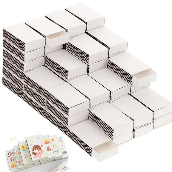 Blank Matches Containers,Tutuviw 50 Pcs Blank Match Storage Boxes Bulk,Fireplace Matches Holder Decorative with Double-Sided Striker for Guests Birthday Bridal Shower Party Favor(White,2.2x1.4x0.6in)