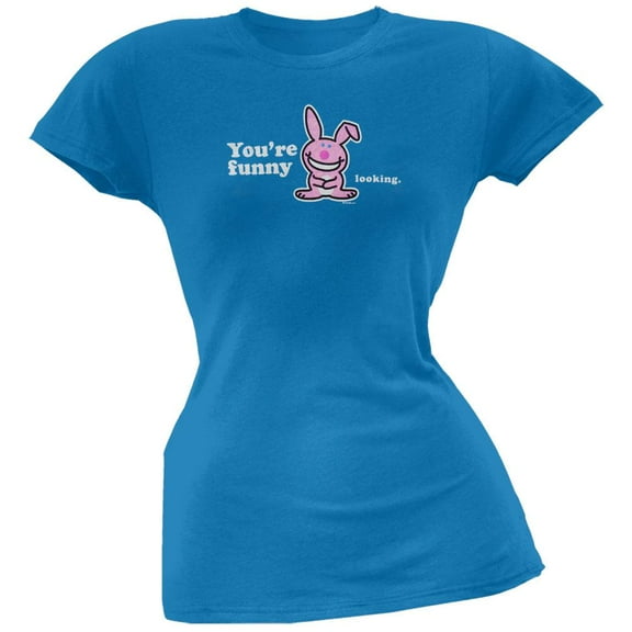 Happy Bunny - Funny Looking Blue Juniors T-Shirt - Small