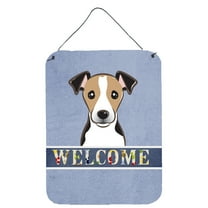 Caroline's Treasures BB1447DS1216 Jack Russell Terrier Welcome Wall or Door Hanging Prints, Blue, 12x16, multicolor