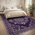 thumbnail image 3 of ODIKA 8'x10' Washable Area Rug Purple Symmetrical Botanical Motif Bordered Traditional Cover for Living Room, Under Sectional, Family , Durable, Non-Slip, 3 of 7