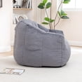 thumbnail image 5 of Gray Faux Fur Bean Bag Chair with Armrests - Large Adult Lazy Sofa | 41.4"D x 35"W | Memory Foam Filled | Living Room, Bedroom Reading Chair, 5 of 21