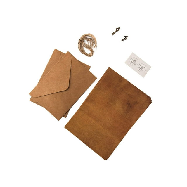 bedienty 12 Pieces Kraft Envelope Smooth Surface Letter Paper Handmade Envelopes Stamping Fittings Seal Sticker Stationery Supply Type 1 1Set