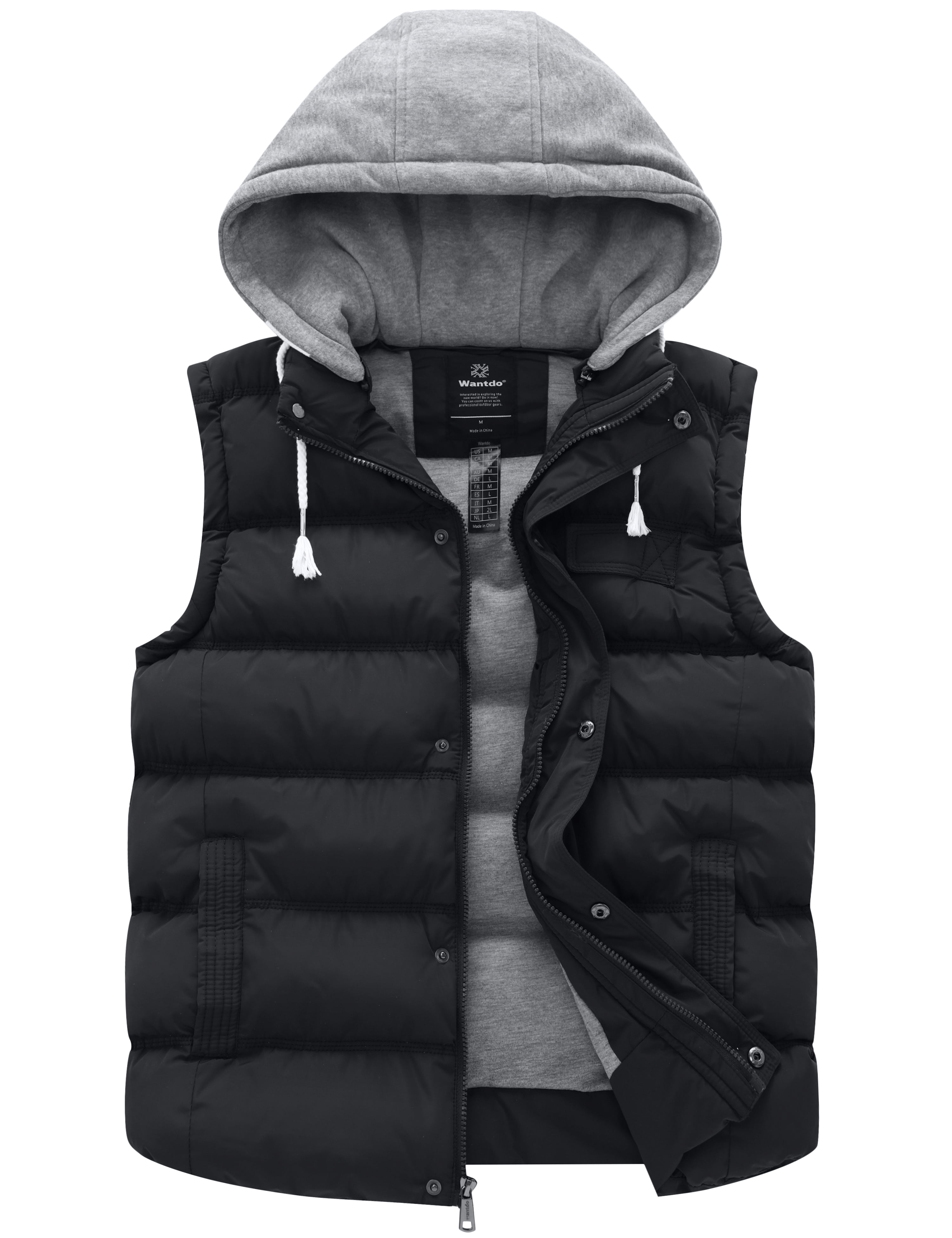 TOP Fighting Mens Winter Puffer Vest Removable Hooded Quilted Warm Sleeveless Jacket Gilet