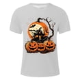 thumbnail image 3 of Bibifish Mens T-Shirts Crew Neck Jack O Lantern Print Tshirts Fall Halloween Short Sleeve Casual Tee Tops, 3 of 4