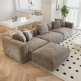thumbnail image 2 of The Magic Home 3-Seater Convertible Modular L-Shaped Corduroy Sectional Sofa, Brown, 2 of 10