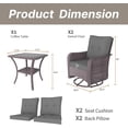 thumbnail image 4 of Kullavik 3 Pieces Patio Swivel Rocker Wicker Chairs-Outdoor Swivel Rocking Chairs with 1 Rattan Coffee Table&2 Grey Thickened Cushions Outdoor Furniture Conversation Sets for Patio Garden - Grey, 4 of 9