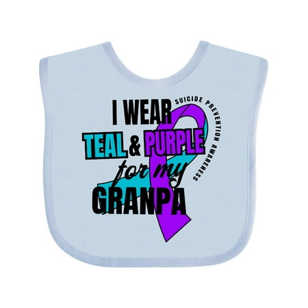 

Inktastic Suicide Prevention I Wear Teal and Purple for My Granpa Gift Baby Boy or Baby Girl Bib