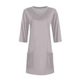 thumbnail image 6 of Duoif Shirts for Women, Womens Tunics to Wear with Leggings Summer 3/4 Length Sleeve V Neck Tshirts with Pockets Long Blouses Casual Womens Tops Grey L, 6 of 7