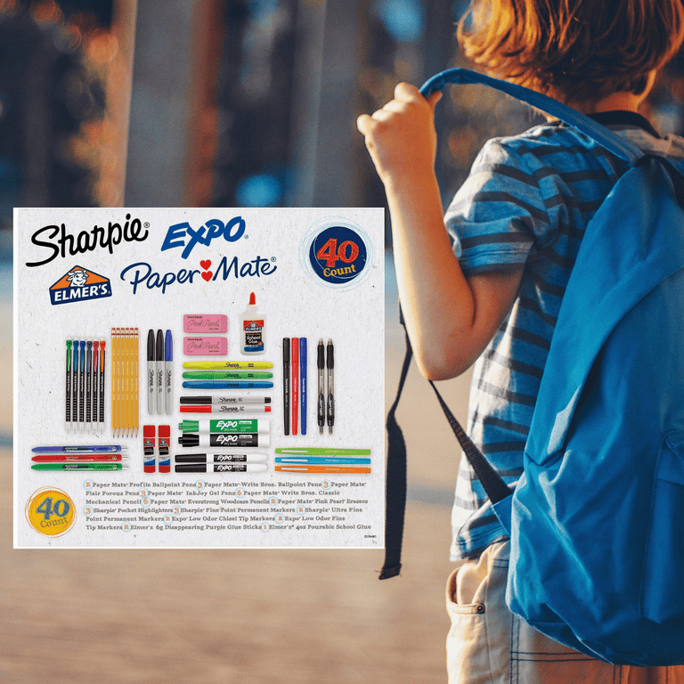 Back 2 School Essentials Pens Pencils Sharpie Expo Paper Mate Elmer's  Supplies Variety Pack, 40ct Writing Journal Notes-Taking Drawing Arts DIY  Office Materials Bundle 