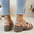 thumbnail image 4 of Gladiator Fisherman Sandals for Women Platform Lug Sole Hollow out Beach Shoes Closed Toe Glitter Rhinestone Buckle Ankle Strap Summer Dress Shoes Pink Size 7.5, 4 of 8