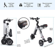 TopMate ES33 Powered Mobility Scooter 3 Wheels Foldable Trike with Seat for Adults Senior, 8 inch Tires Lightweight Electric Scooter with Removable 36V 7.8AH Battery & Reverse Function