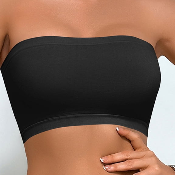 Gamivast Strapless Bras for Women Supportive Lifting Comfortable Soft Seamless Bras Full Coverage Back Smoothing Everyday Bras Black L