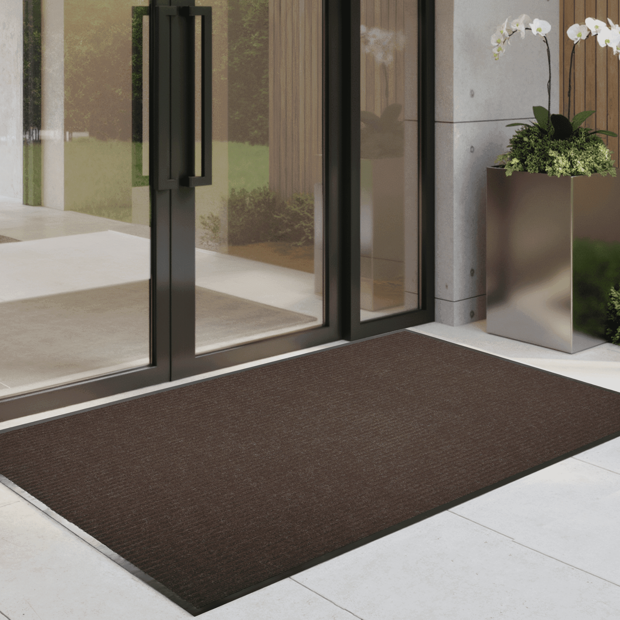 WANLISELL Indoor Outdoor Mat, 3' x 5' Large Entry Rug Non-Slip Low Profile Doormat, Heavy Duty Entrance Mats for Home & Commercial, Brown