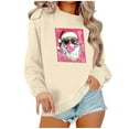thumbnail image 2 of Craaazy Women's Christmas Santa Graphic Sweatshirt Casual Long Sleeve Crewneck Pullover Holiday Winter Tops Gifts, 2 of 4