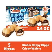 Kinder Happy Hippo Crispy Wafers with Milk and Cocoa Filling, Great for Stocking Stuffer, 5 Count, 3.6 oz