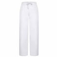 thumbnail image 6 of Wyobmus Women's Wide Leg Linen Pants With Pockets Lightweight Elastic Waisted Drawstring Loose Lounge Trousers White, 6 of 8