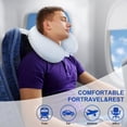 thumbnail image 2 of ABCPOW Neck Pillow for Traveling,Upgraded Travel Neck Pillow for Airplane 100% Pure Memory Foam Soft Portable Travel Pillow for Car,Train,Home Use,Flight Headrest Sleep,Detachable Washable Cover,Blue, 2 of 7
