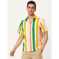 thumbnail image 3 of Camisa de Rayas de Verano Lars Amadeus para Hombre Bloque de Color Rosa Verde Naranja S, 3 of 6
