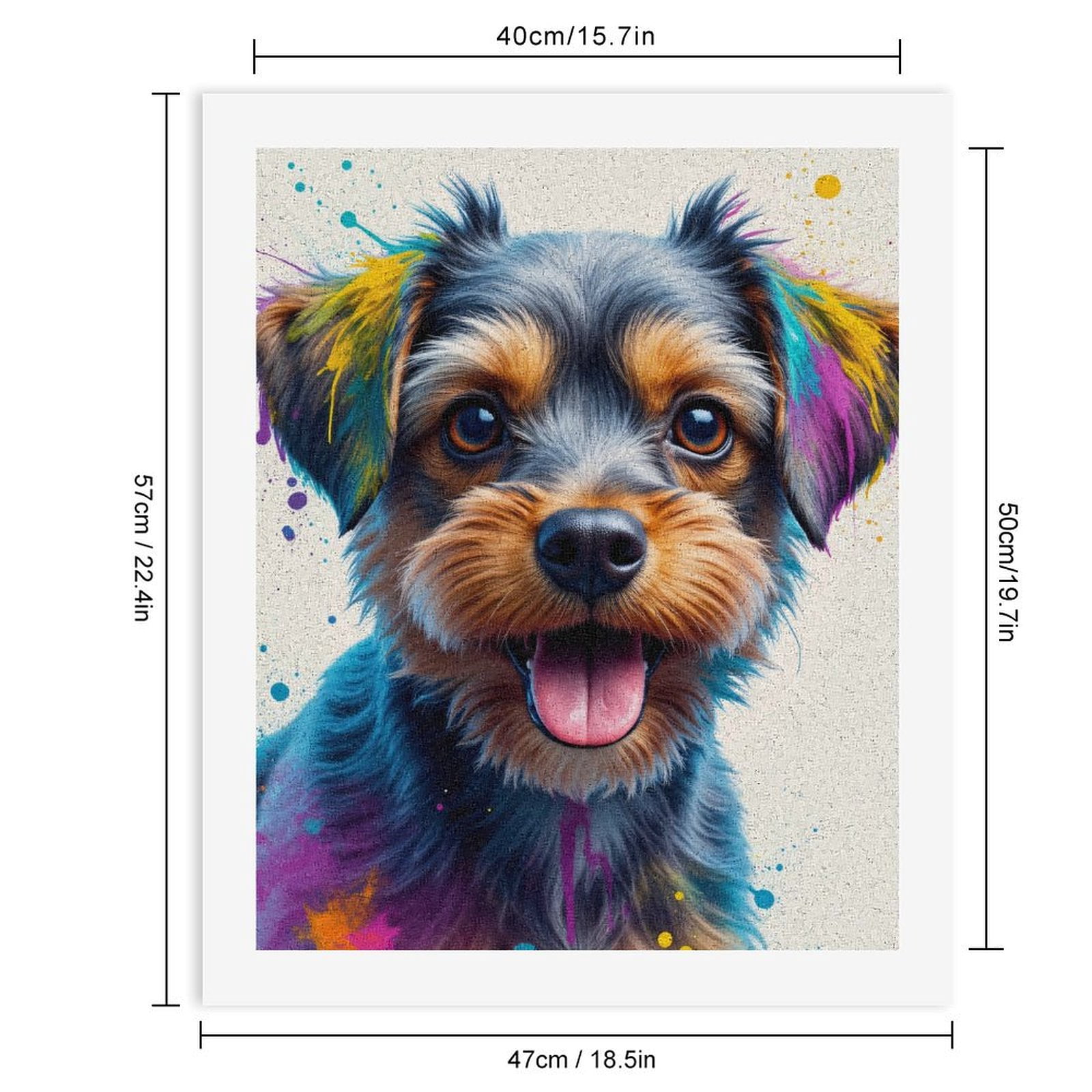 Paint By Numbers Kit for Adults Beginner - Colorful Dog Portrait Art Image DIY Canvas Painting Kits for Adults, Frameless Paint By Number for Adults for Home Wall Decor 16x20 Inch
