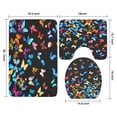 thumbnail image 3 of Black Blue Yellow Butterfly Pattern Bathroom Rugs Sets 3 Piece,Toilet Cover Set,Absorbent Non Slip Bathroom Mats Sets with U-Shaped Contour Rug Toilet Rug Set, 3 of 5