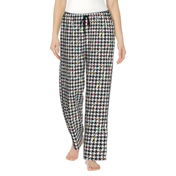 Balery Black And White Houndstooth Pantalones de pijama para mujer, pijamas ultraligeros, pantalones de estar por casa-Medium