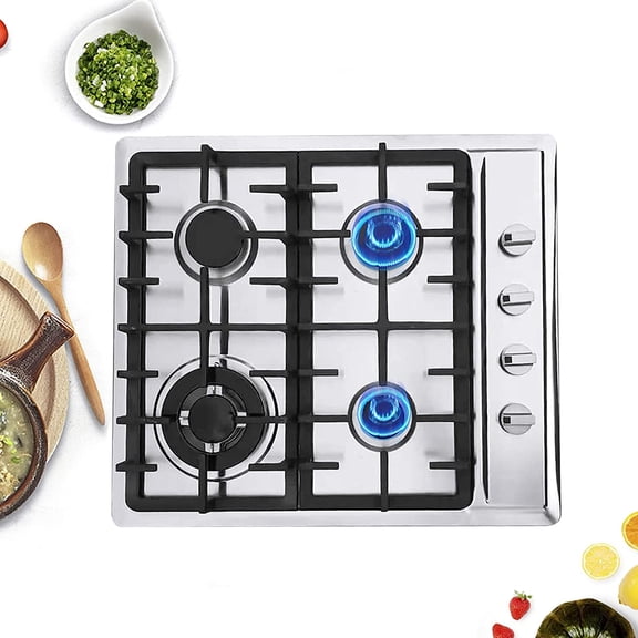 ANQIDI Gas Cooktop, 4 Burners Stainless Steel Stove NG/L-P-G Gas Hob Kitchen Built-In Stove