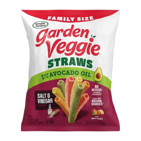 Sensible Portions Garden Veggie Straws Made with Avocado Oil, Salt & Vinegar Flavor, 13 oz Bag