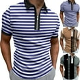 thumbnail image 3 of Relanfenk Male Summer Striped Splice Print T Shirt Turn Down Collar Short Sleeve Tops T Shirt, 3 of 6