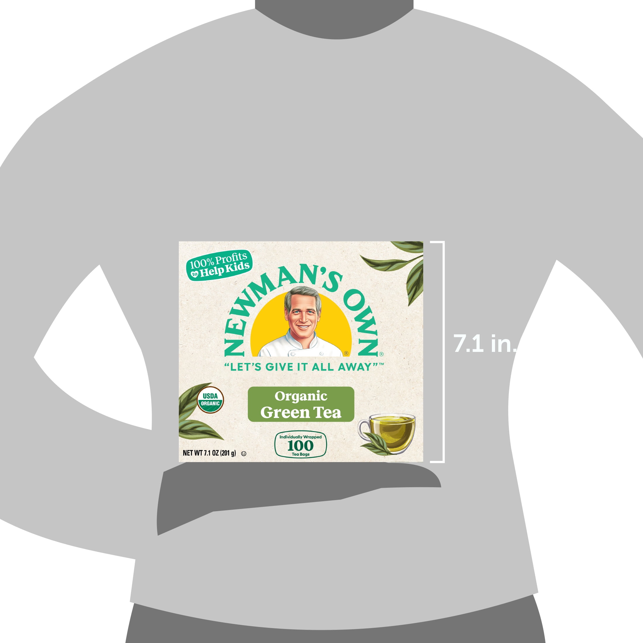 Newman's Own Organic Green Tea May Aid in Digestive Health, Green Tea with 100 Individually Wrapped Tea Bags Per Box (Pack of 2) USDA Certified Contains Caffeine Brew Hot