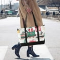 thumbnail image 4 of FORMRS Canvas Laptop Tote Bag for Women with 15.6" Computer Compartments Shoulder Handbag, Christmas Train, 4 of 7