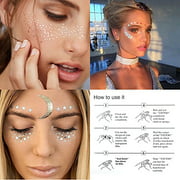 Hatcher lee 3 Sheets Face Tattoo Sticker Metallic Shiny Temporary Water Transfer Tattoo for Professional Make Up Dancer costume Parties, Shows gold glitter (3 Sheets-002)