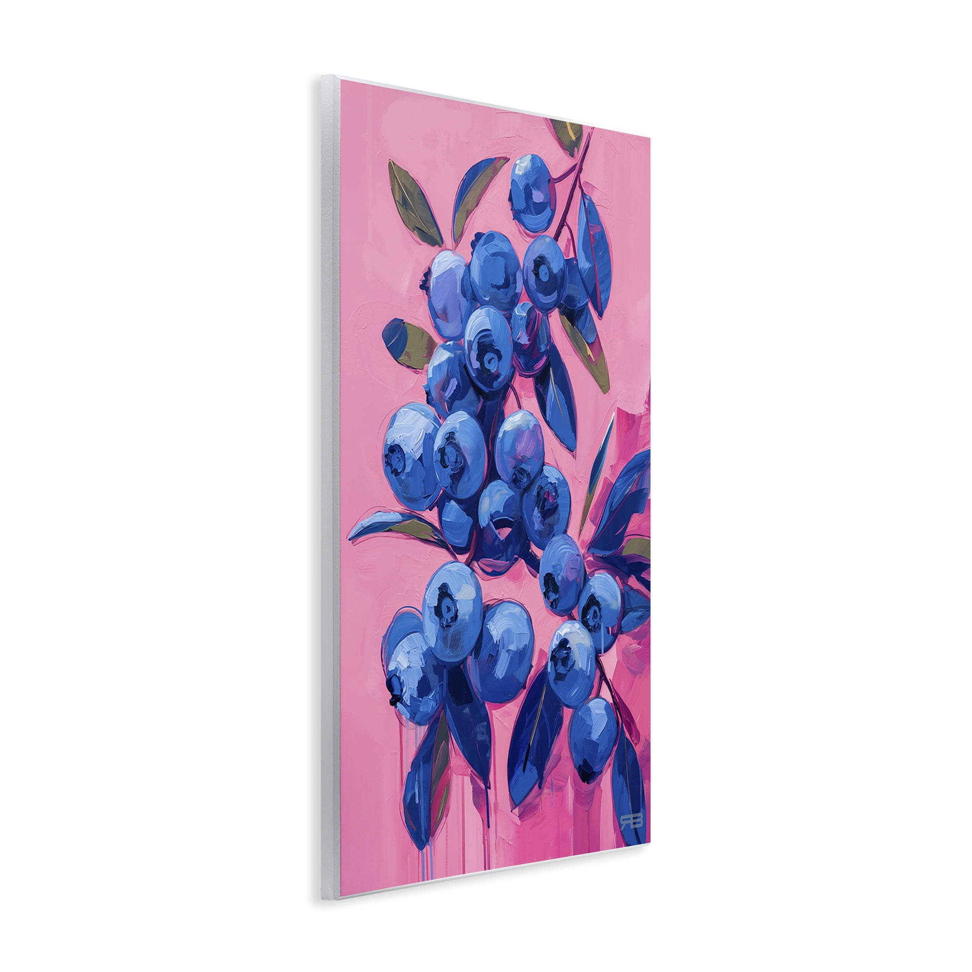 Stupell Industries Vibrant Blueberries on Pink Food & Beverage Painting Unframed Art Print Wall Art, 13 x 19