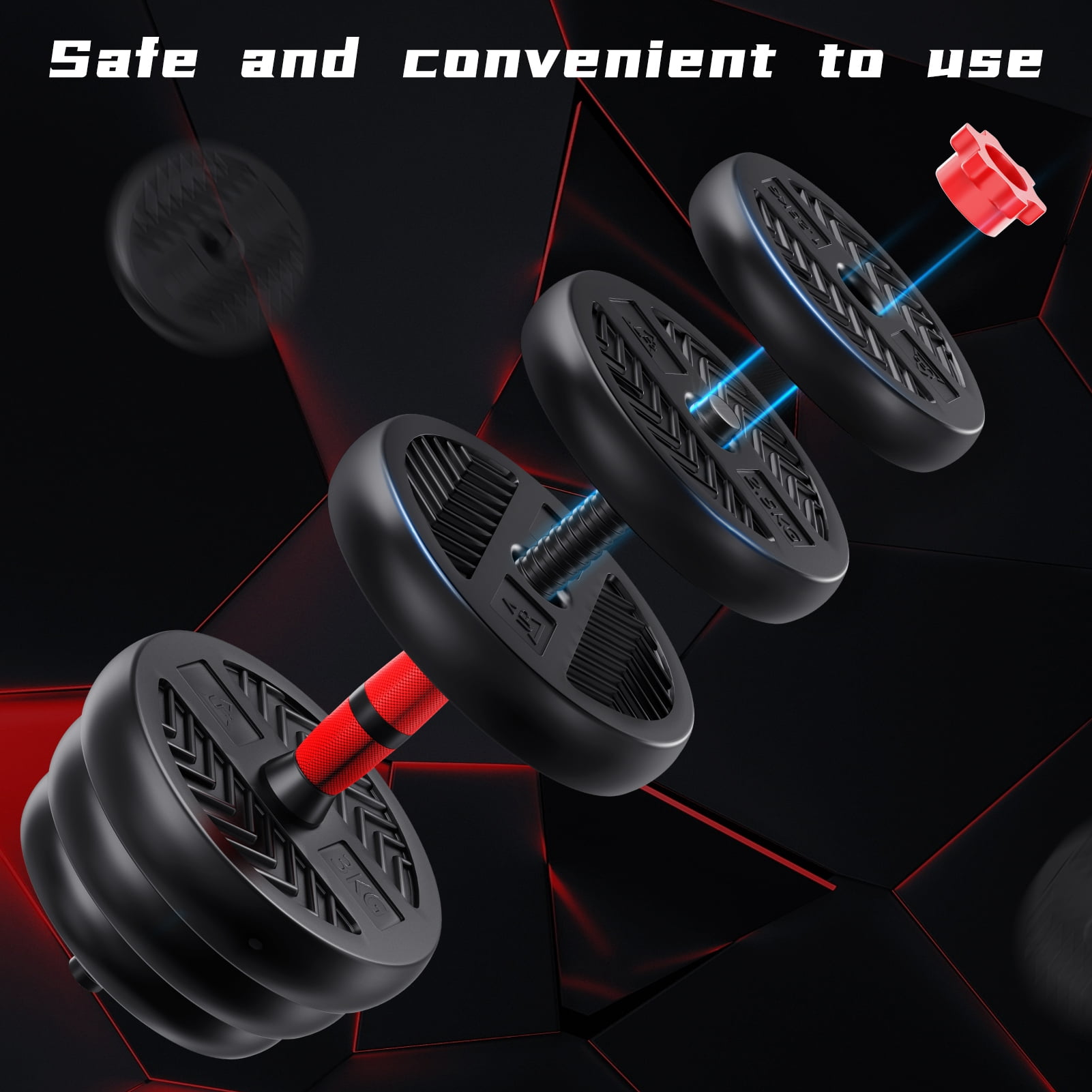 ASKMZ 4-in-1 Adjustable Dumbbell Set, Home Gym Equipment with Barbell/Kettlebell Modes, Total Body Workout