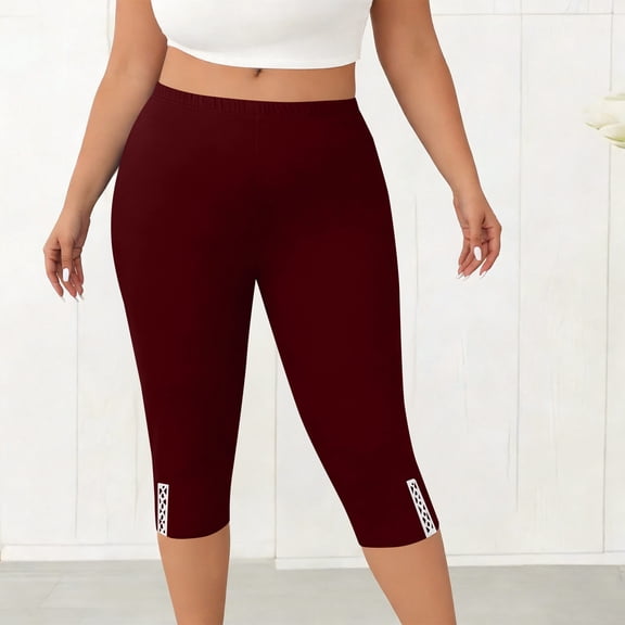 Ailaofu Women's and Plus Size Knee-Length Length Leggings