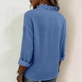 thumbnail image 5 of CIENVNSTG Women's Ruffled Collar Blouses Dressy Boho Casual Ruffle V Neck Long Sleeve Dress Shirt Loose Fit Tops Blue S, 5 of 6