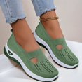 thumbnail image 4 of Aobny Slip On Shoes Womans Shoes Walking Shoes Breathable Soft Shoes Flatform Casual Shoes Shoes Stability Green Flat Heel Round Toe Casual Shoes for Women,Size 40, 4 of 5
