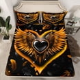 thumbnail image 2 of Feelyou Romantic Love Heart Queen Sheet Sets, Angel Wings Bed Set, 4 Pieces, 2 of 7