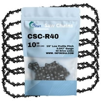 6-Pack 10-Inch Chainsaw Chain R40 Replacement for Ryobi P543 - (10", 3/8", .043", 40 Drive Links)