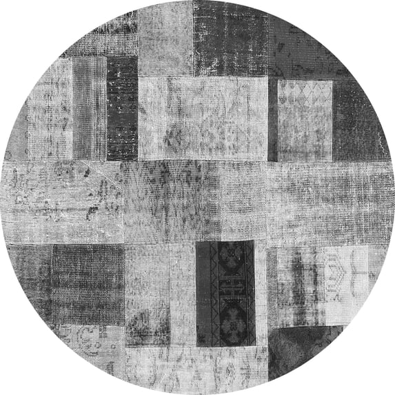 Ahgly Company Indoor Round Patchwork Gray Transitional Area Rugs, 6' Round