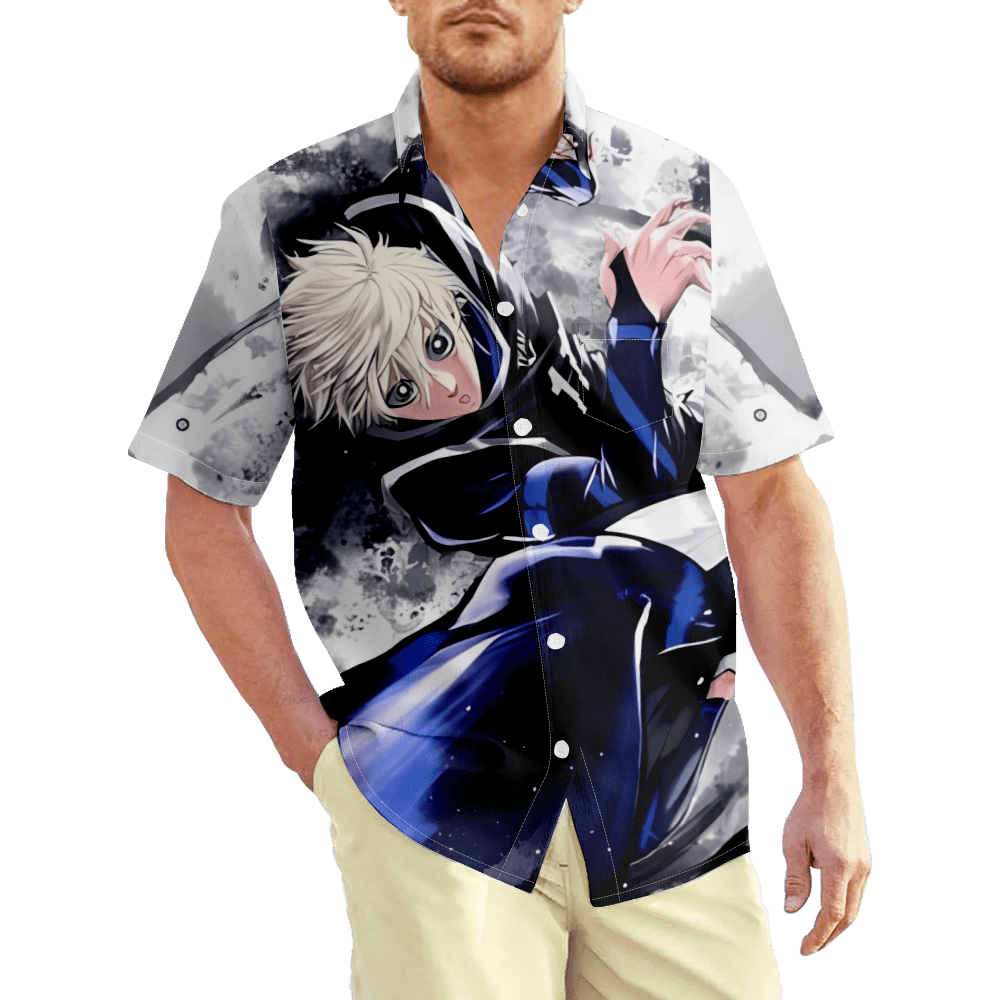 Blue Lock Characters Graphic Hawaiian Short Sleeve Shirt for Men,Blue ...