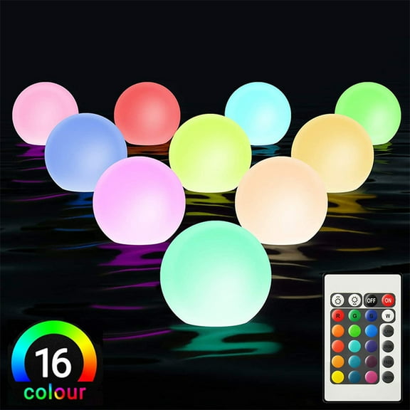 Floating Lights for Pool  Round Light Up Pool Glow Balls Color Changing Pool Decorations LED Lighted Balls 16 Colors  for Pool (4Pcs)