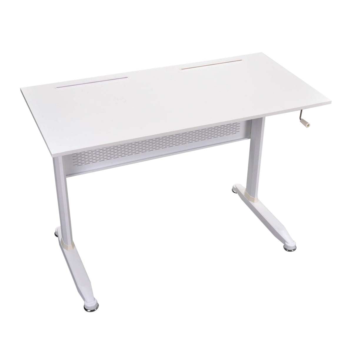 Kepooman Modern Height Adjustable Standing Desk with Crank Handle for Home Office, 47.2"L x 23.6"W x 28.7-44.5"H, White Kepooman Modern Height Adjustable Standing Desk with Crank Handle for Home Office, 47.2"L x 23.6"W x 28.7-44.5"H, White