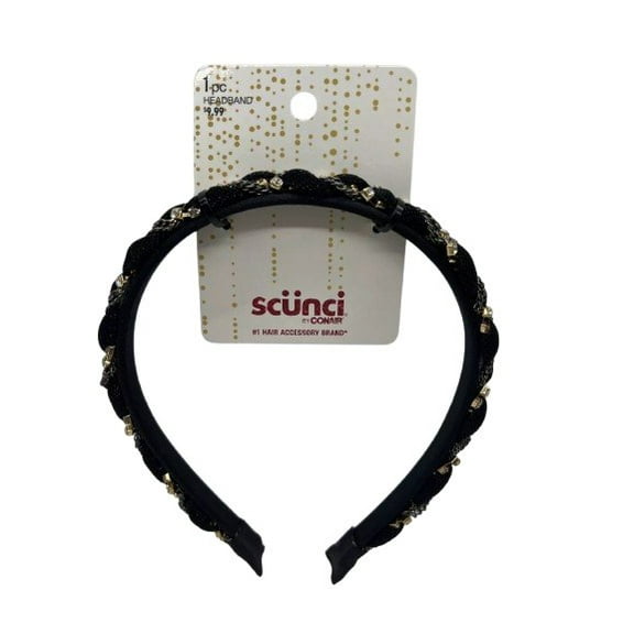 Scunci Headband Chain & Crystal Black Styling Hair Band