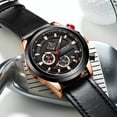 thumbnail image 3 of Men's Watches, Business Casual Chronograph Quartz  Wristwatch Black Leather Strap Watch for Man, 3 of 6