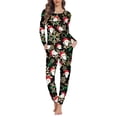 thumbnail image 1 of Ropa de dormir de manga larga para mujer, conjunto de dos piezas con patrón navideño, pijama informal y acogedor para el hogar, Invierno, 1 of 4
