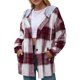 thumbnail image 1 of Chaqueta con capucha a cuadros para mujer con bolsillos Camisa informal suelta con botones Abanopi Grande, 1 of 7