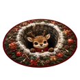Candy Round Rug Christmas Round Area Rug 3D Optical Reindeer Circular Floor Mat Xmas ...
