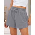 thumbnail image 4 of Women Sweat Shorts Casual Summer Comfy Lounge High Waisted Cotton Shorts with Pockets Gray L, 4 of 6