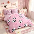 thumbnail image 2 of Manfei Cute Ribbon Bowtie 7-Piece Twin Bedding,American Soccer Bedding Comforter Set,Pink Reversible, 2 of 7